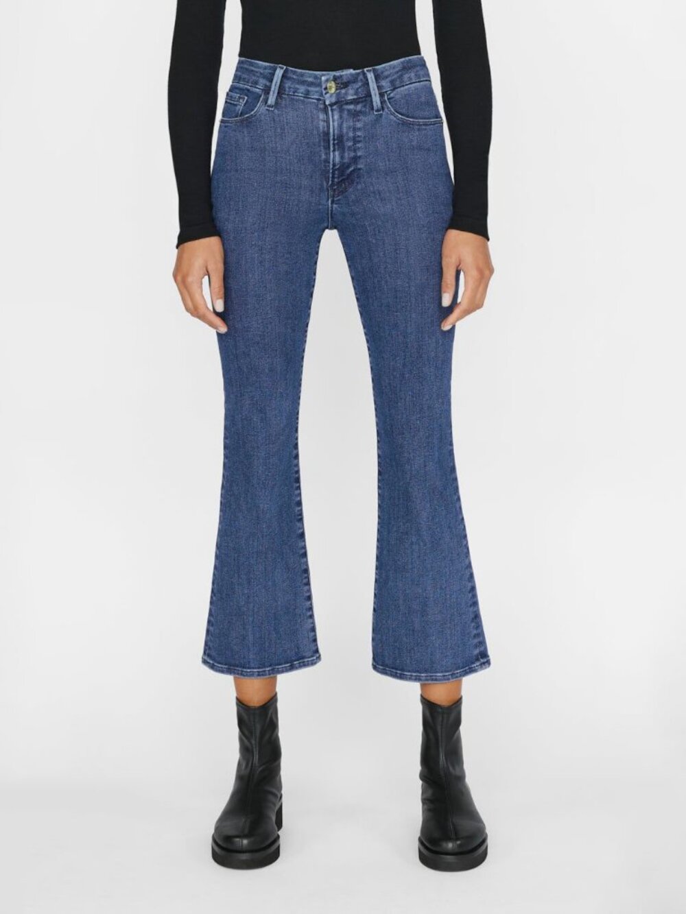 Frame Le Crop Mini Boot Jeans Size 26 Kinley Dark Wash Denim Stretch Bootcut